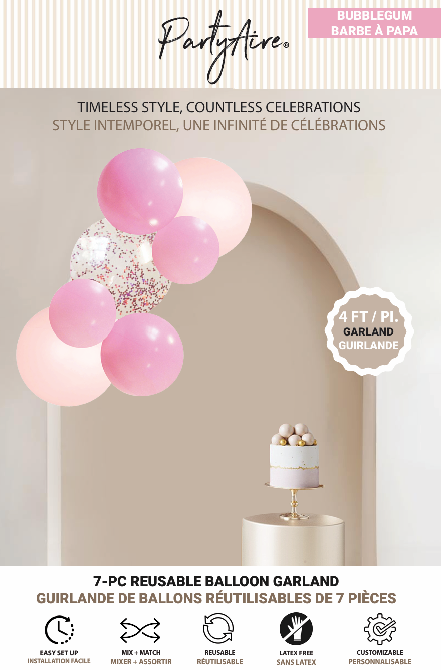 PARTYAIRE REUSABLE BALLOON KIT - BUBBLEGUM