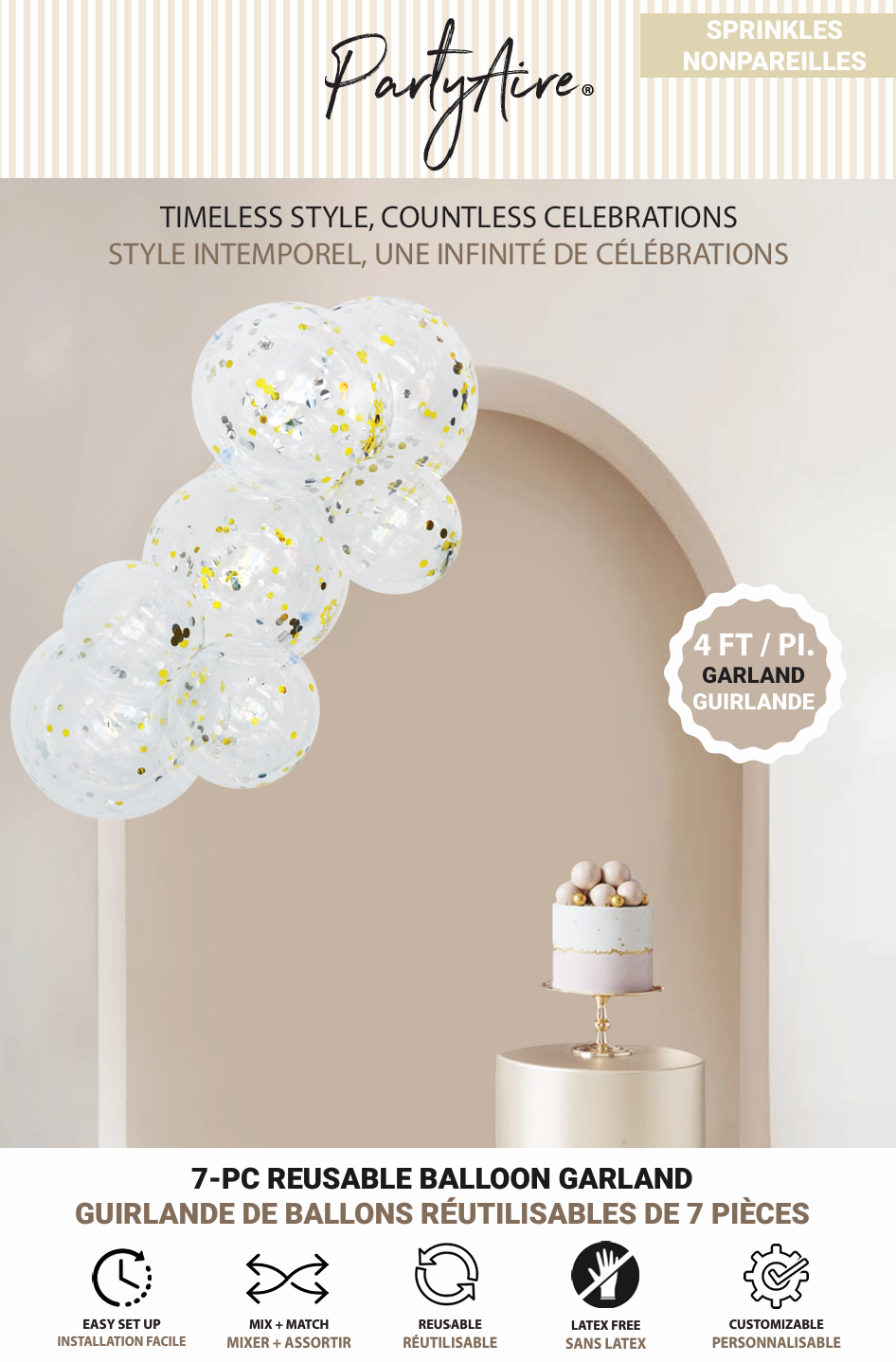 PARTYAIRE REUSABLE BALLOON KIT - SPRINKLES